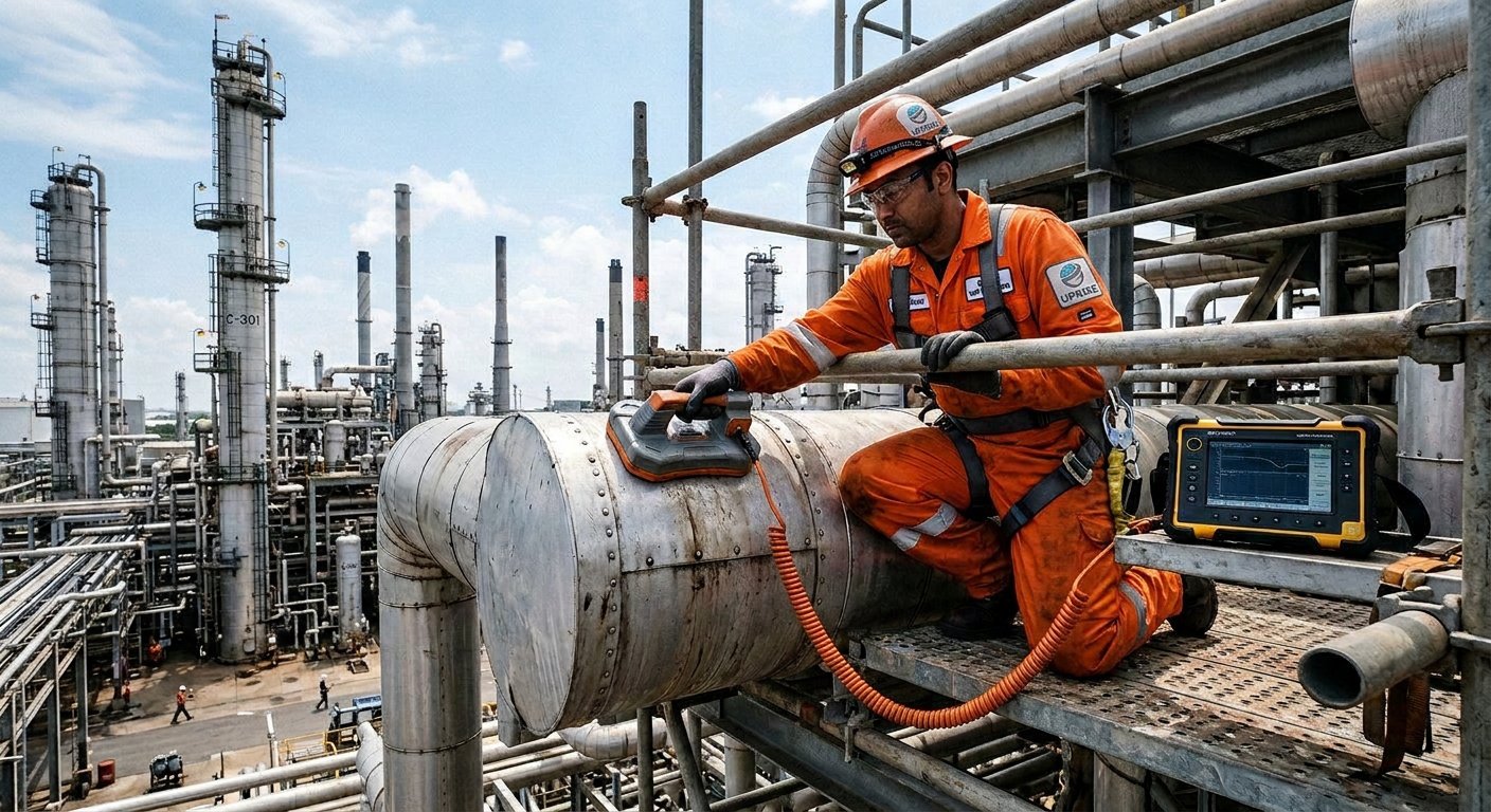 Pulsed eddy current inspection on an insulated pipe