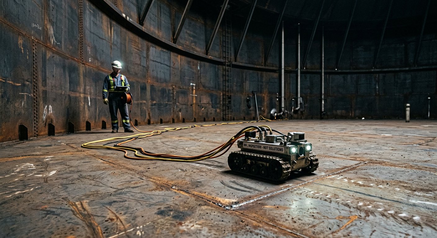 Robotic inspection inside a storage tank