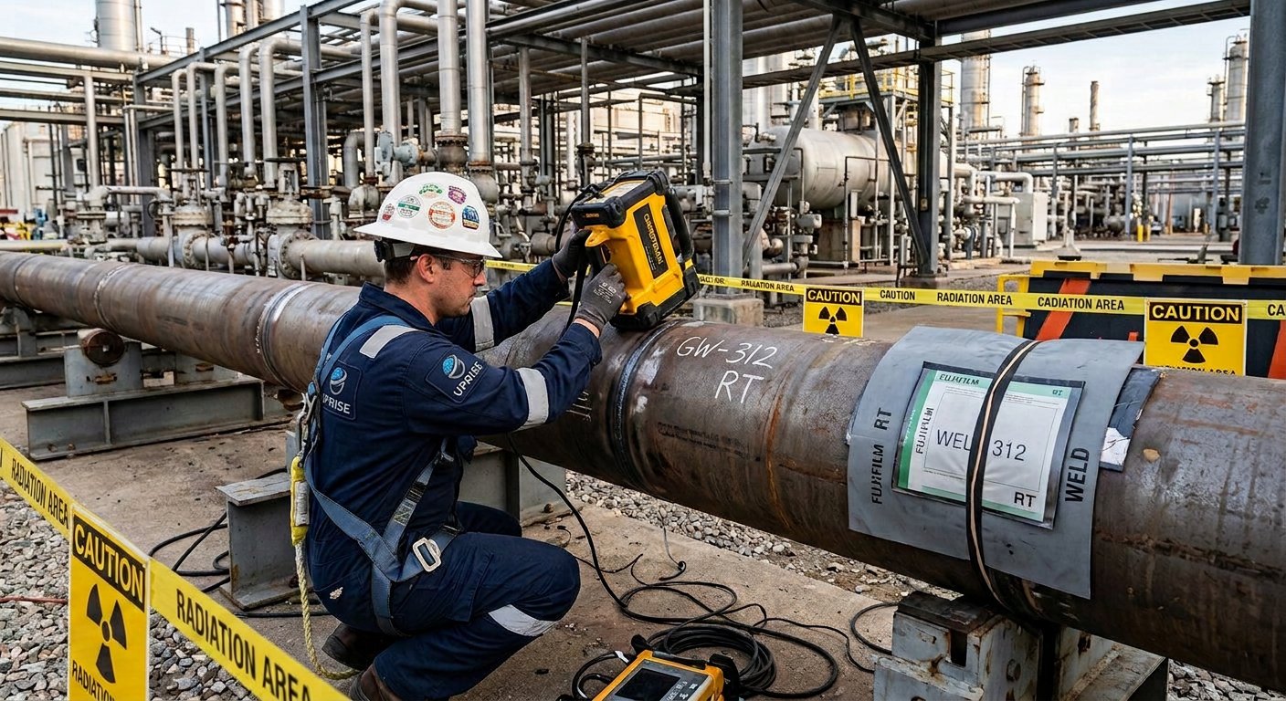 Radiographic testing of a pipeline weld